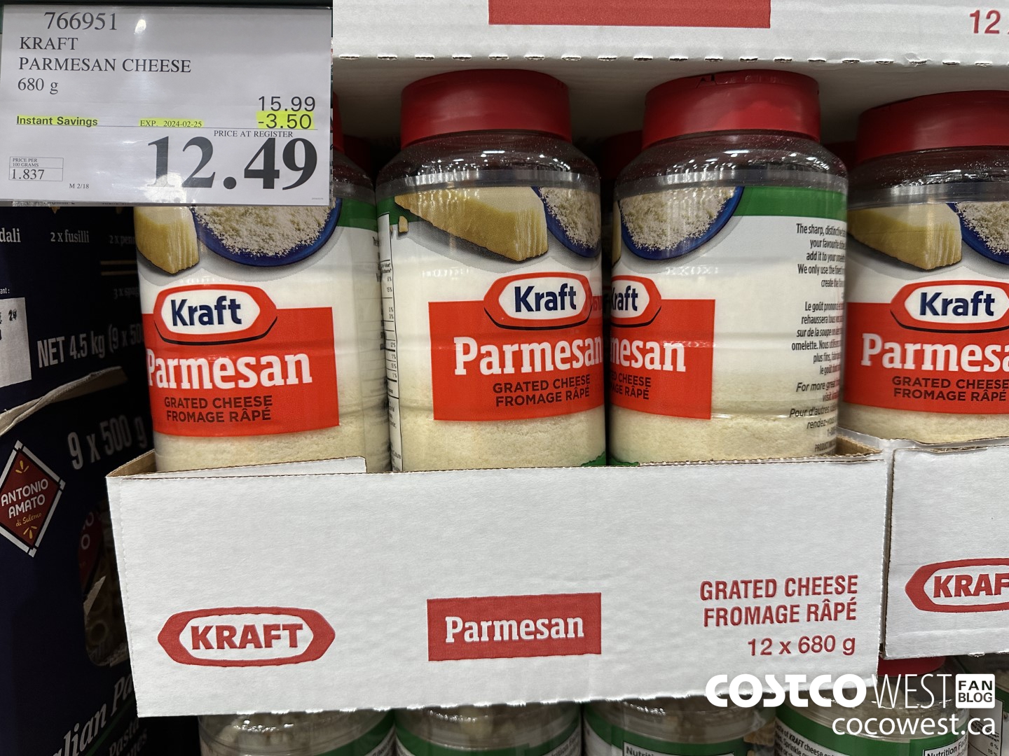 766951 KRAFT PARMESAN CHEESE 680 g ($3.50 INSTANT SAVINGS EXPIRES ON 2024-02-25) $12.49