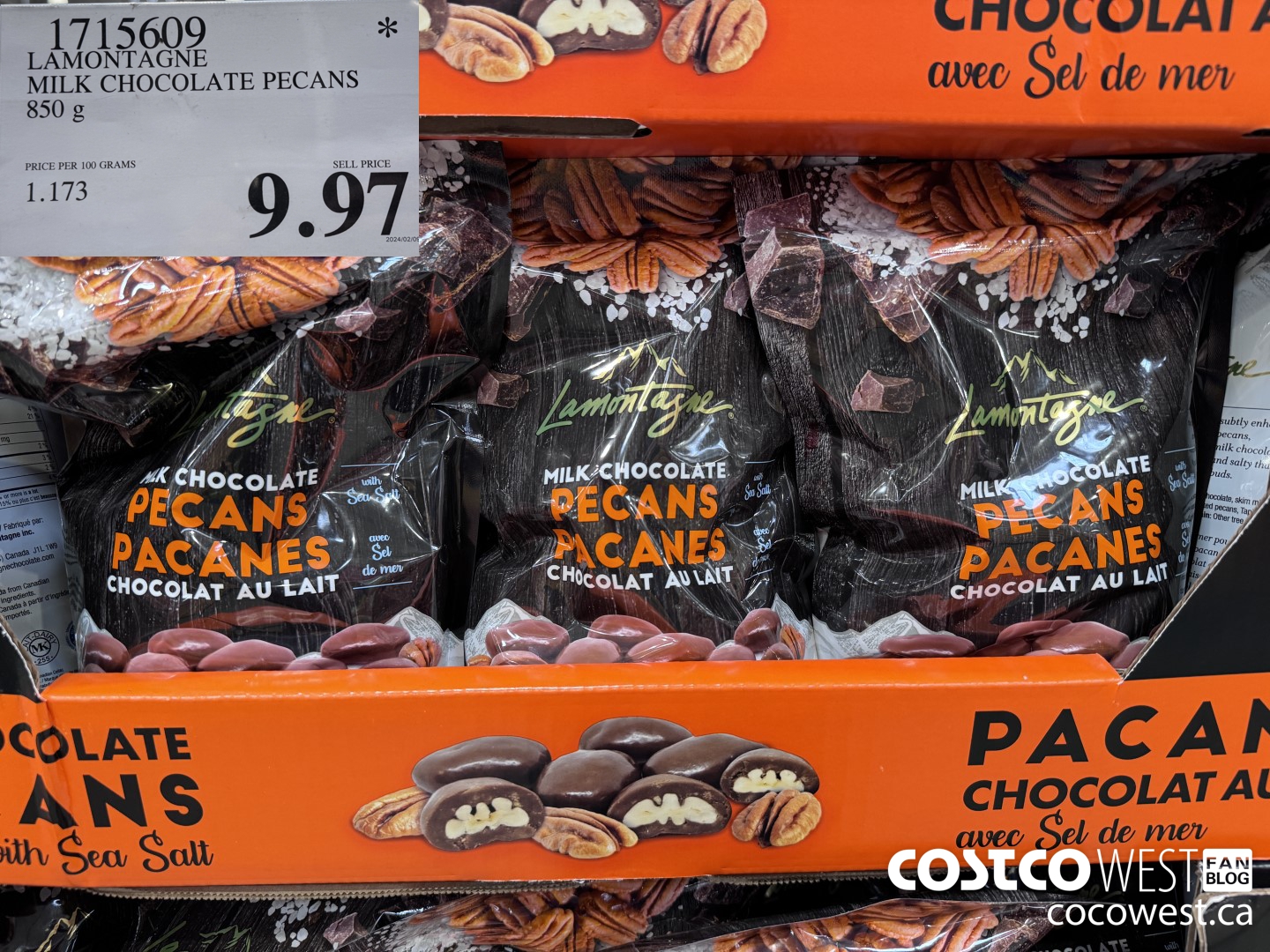1715609 LAMONTAGNE MILK CHOCOLATE PECANS 850 G $9.97