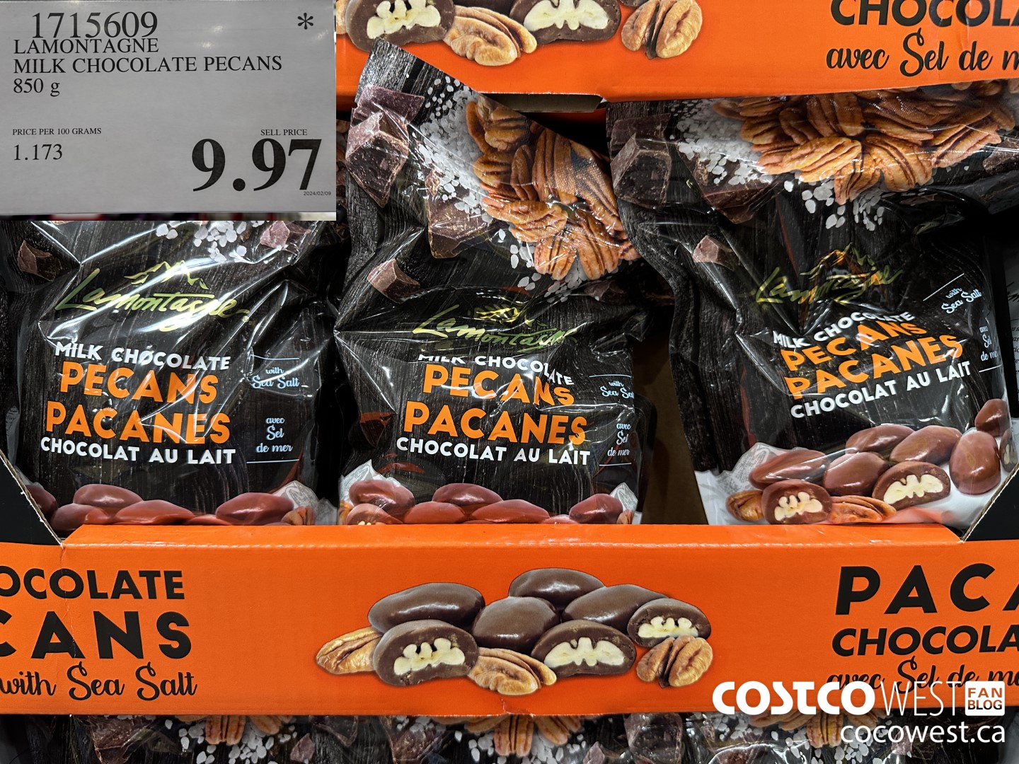 1715609 LAMONTAGNE MILK CHOCOLATE PECANS 850 G $9.97