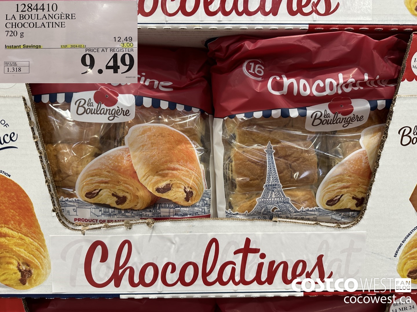 1284410 LA BOULANGERE CHOCOLATINE 720 G ($3.00 INSTANT SAVINGS EXPIRES ON 2024-02-11) $9.49