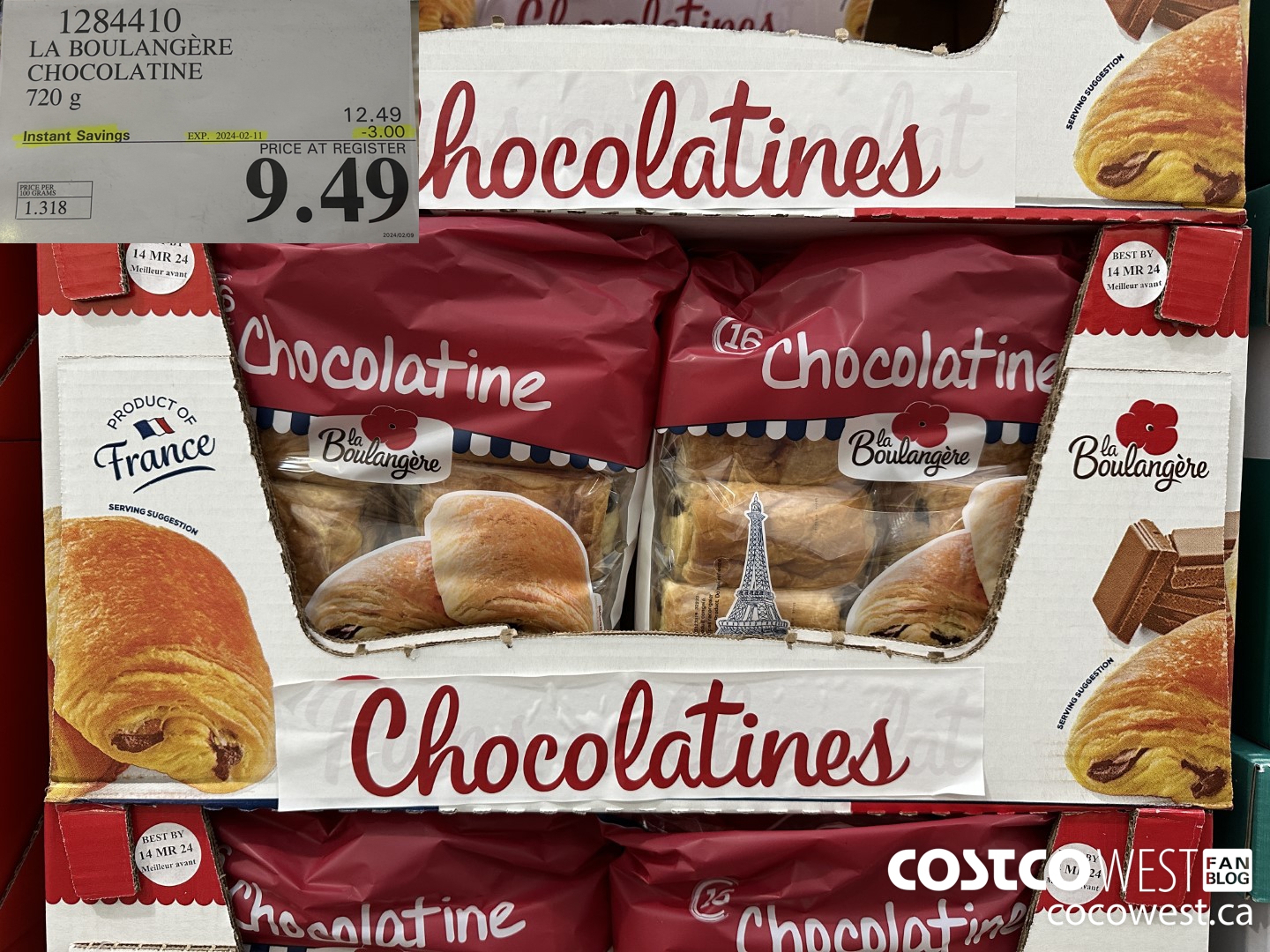 1284410 LA BOULANGERE CHOCOLATINE 720 G ($3.00 INSTANT SAVINGS EXPIRES ON 2024-02-11) $9.49