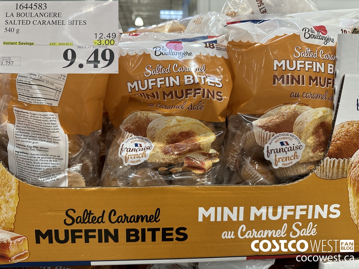 1644583 LA BOULANGERE SALTED CARAMEL BITES 540G ($3.00 INSTANT SAVINGS EXPIRES ON 2024-02-11) $9.49