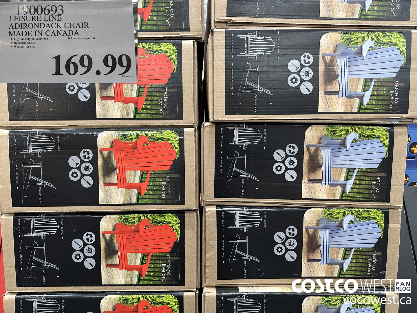 1900693 LEISURE LINE ADIRONDACK CHAIR MADE IN CANADA $169.99