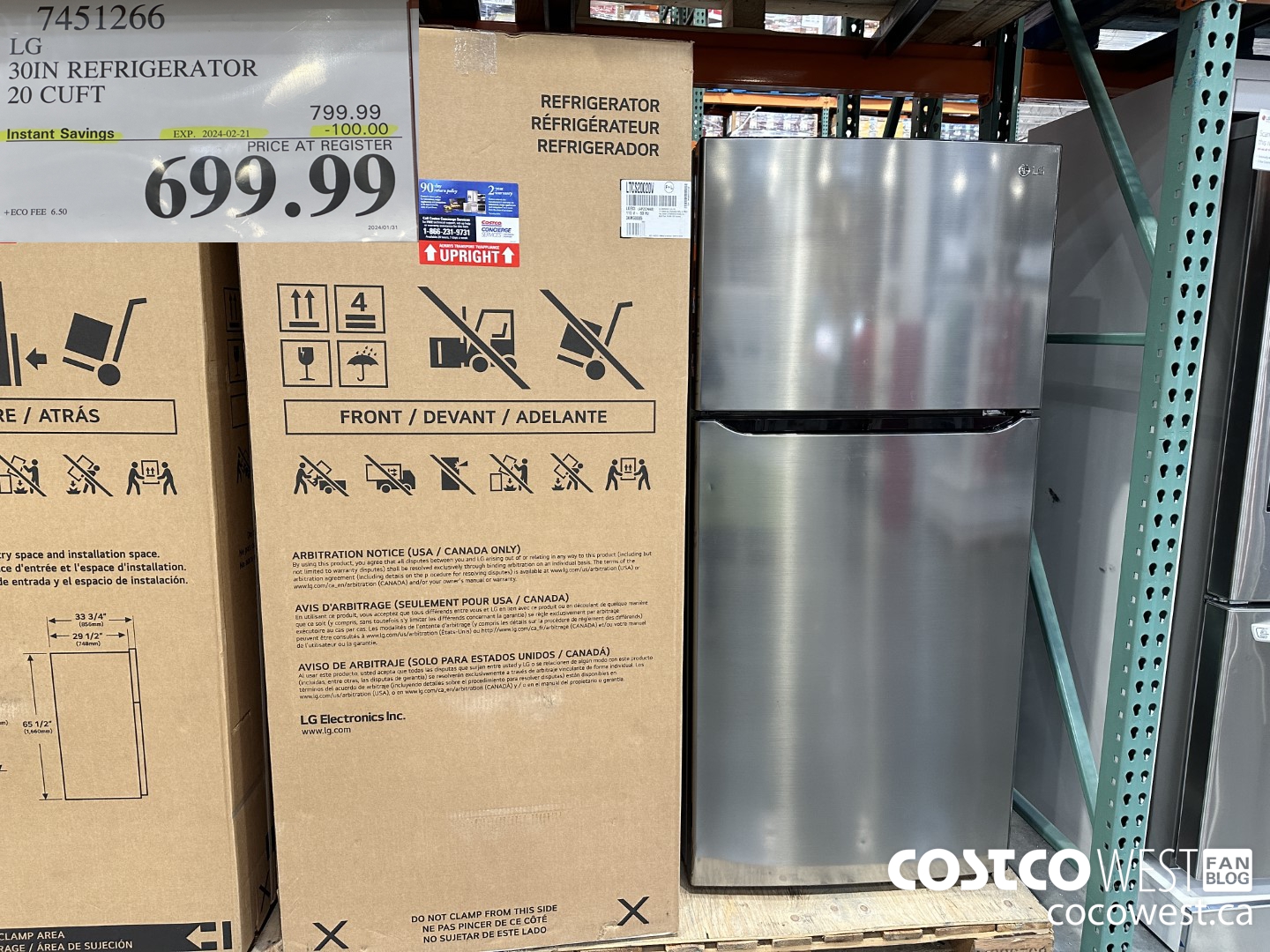 7451266 LG 30 IN. REFRIGERATOR 20 cu.ft ($100.00 INSTANT SAVINGS EXPIRES ON 2024-02-21) $699.99