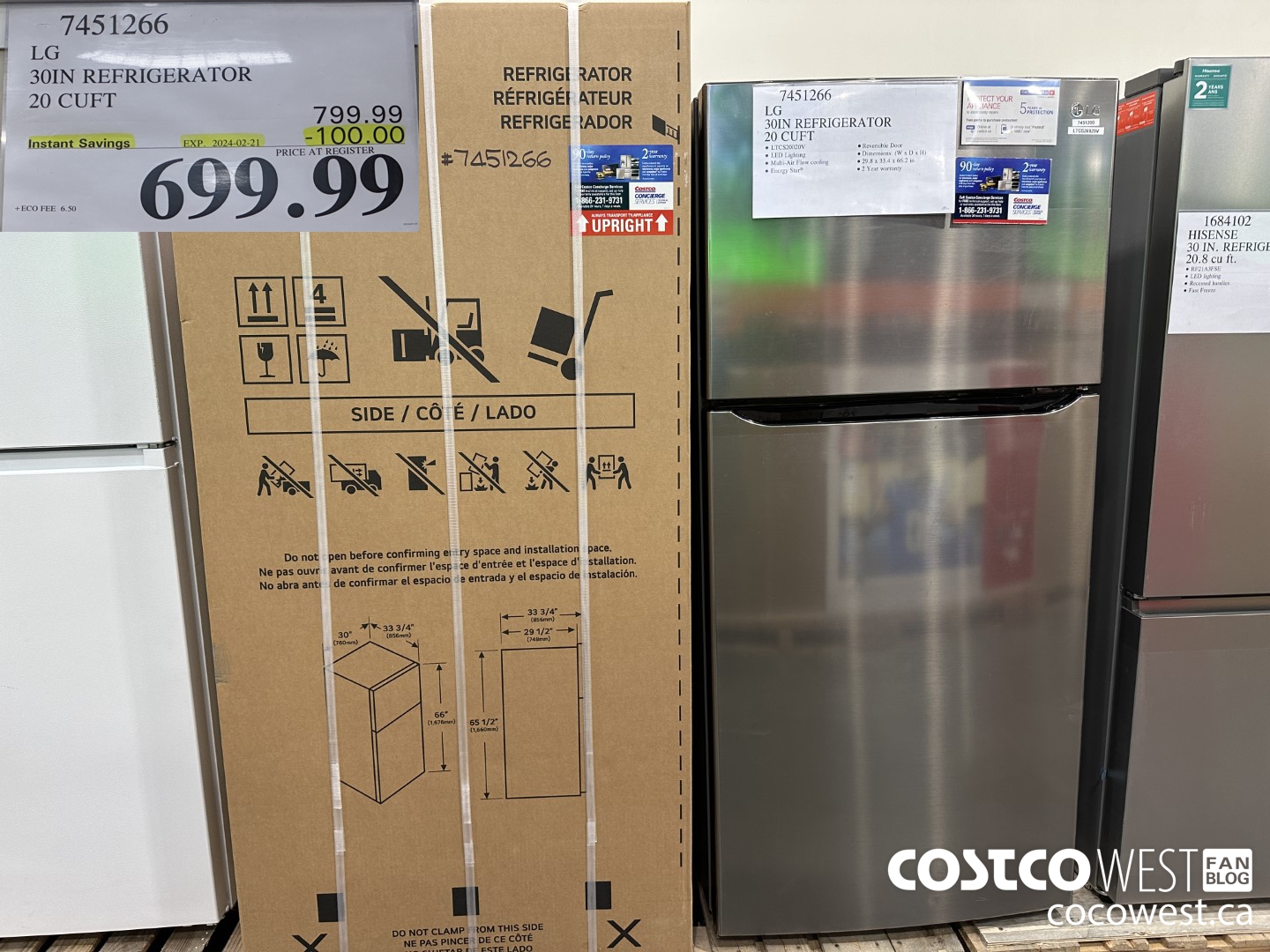 7451266 LG 30 IN. REFRIGERATOR 20 cu.ft ($100.00 INSTANT SAVINGS EXPIRES ON 2024-02-21) $699.99