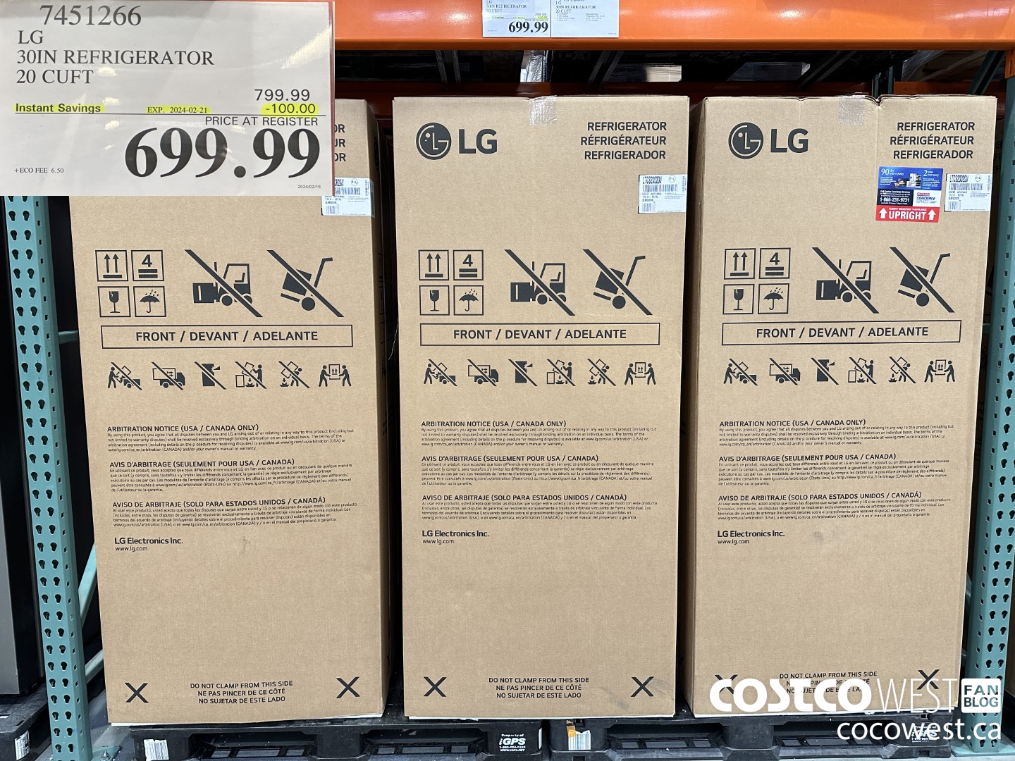 7451266 LG 30 IN. REFRIGERATOR 20 cu.ft ($100.00 INSTANT SAVINGS EXPIRES ON 2024-02-21) $699.99