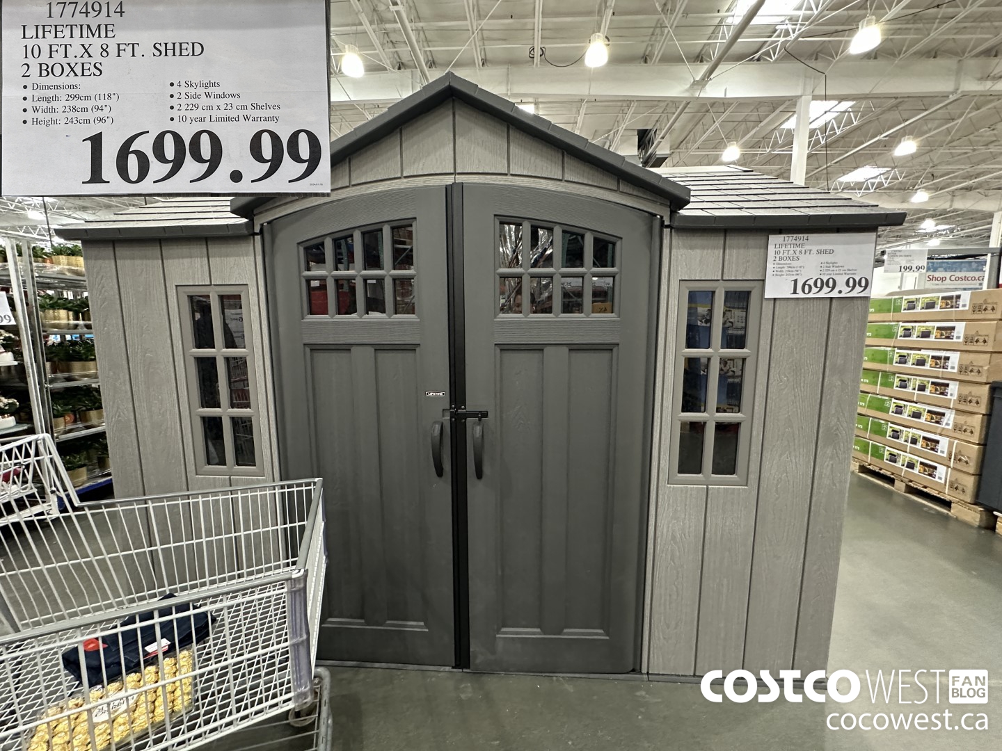 1774914 LIFETIME 10FT X 8FT SHED 2 BOXES $1699.99