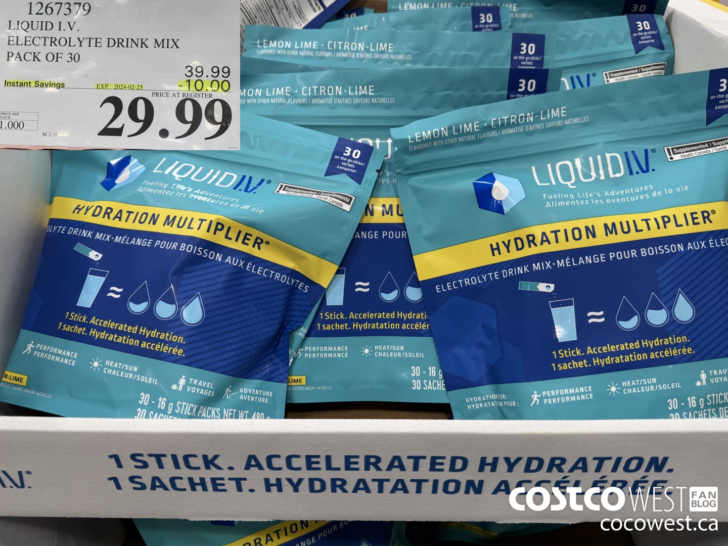 1267379 LIQUID ELECTROLYTE DRINK MIX PACK OF 30 ($10.00 INSTANT SAVINGS EXPIRES ON 2024-02-25) $29.99