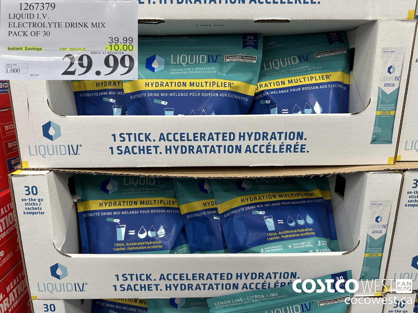 1267379 LIQUID ELECTROLYTE DRINK MIX PACK OF 30 ($10.00 INSTANT SAVINGS EXPIRES ON 2024-02-25) $29.99