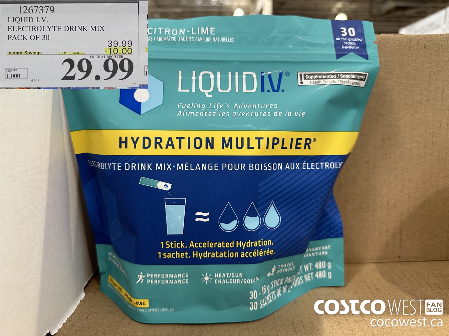 1267379 LIQUID ELECTROLYTE DRINK MIX PACK OF 30 ($10.00 INSTANT SAVINGS EXPIRES ON 2024-02-25) $29.99