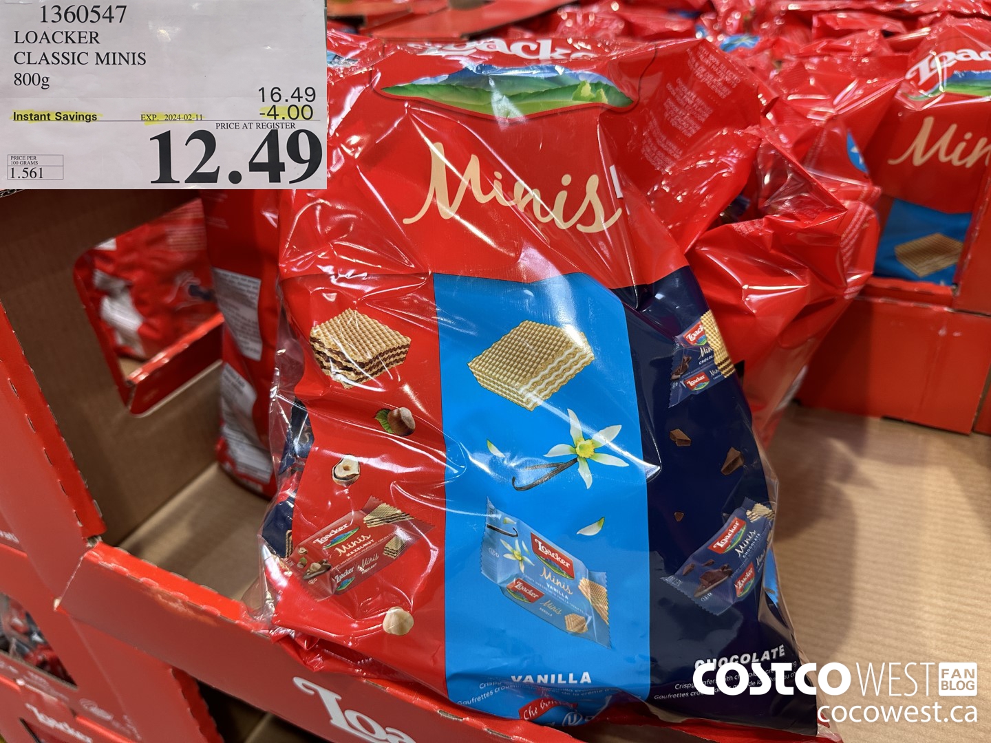 1360547 LOACKER CLASSIC MINIS 800G ($4.00 INSTANT SAVINGS EXPIRES ON 2024-02-11) $12.49