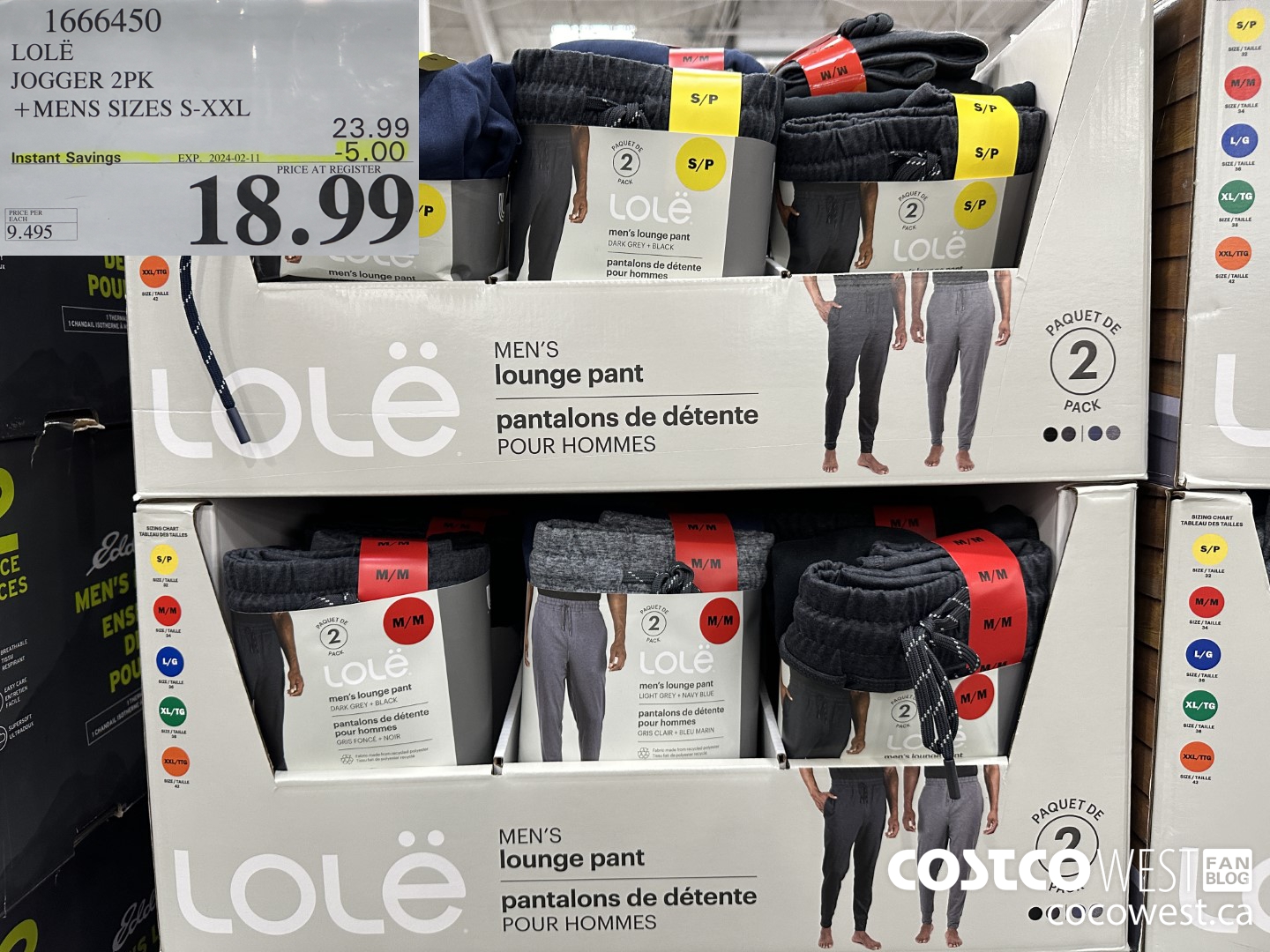 1666450 LOLE JOGGER 2PK MENS SIZES S-XXL ($5.00 INSTANT SAVINGS EXPIRES ON 2024-02-11) $18.99