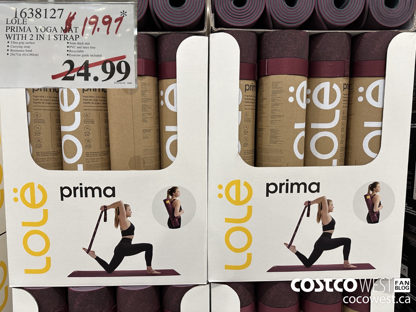 1638127 LOLE PRIMA YOGA MAT WITH 2 IN 1 STRAP $19.97