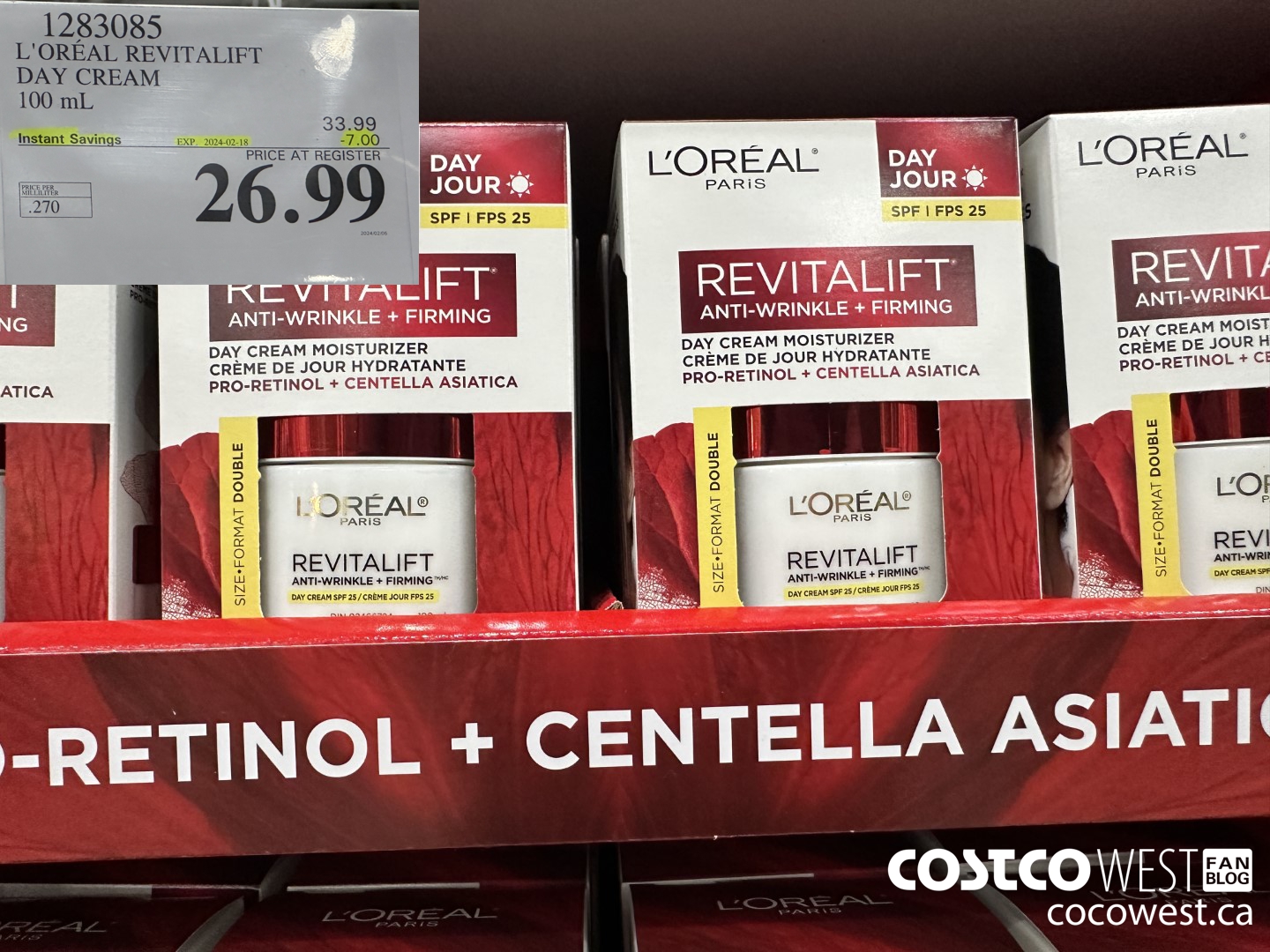 1283085 L'OREAL REVITALIFT DAY CREAM 100 mL ($7.00 INSTANT SAVINGS EXPIRES ON 2024-02-18) $26.99