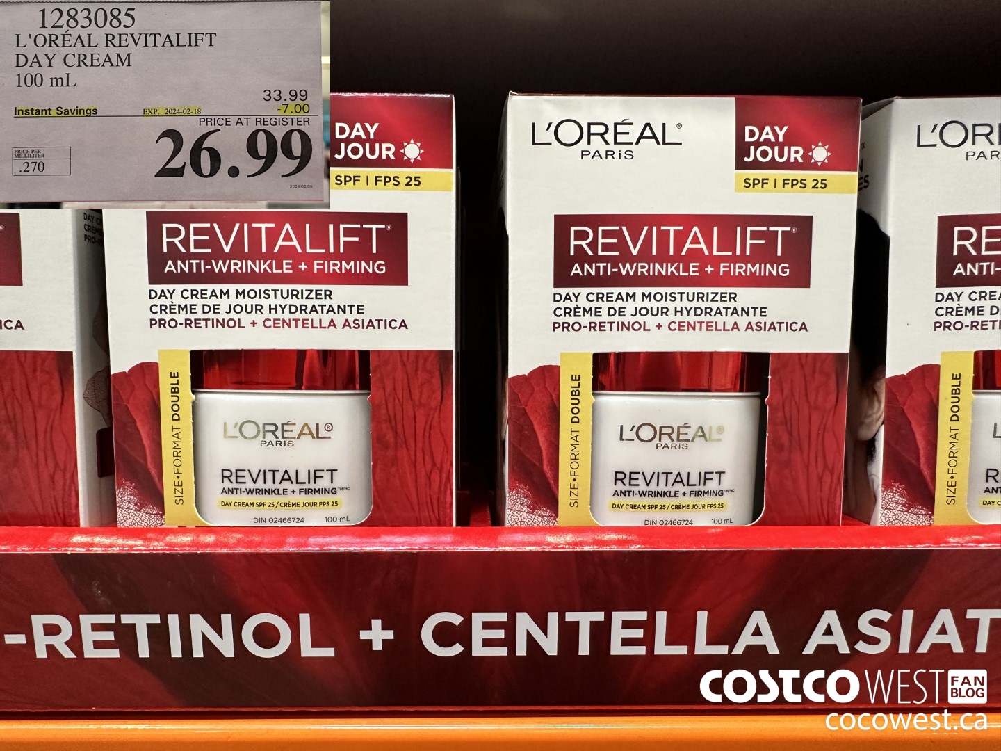 1283085 L'OREAL REVITALIFT DAY CREAM 100 mL ($7.00 INSTANT SAVINGS EXPIRES ON 2024-02-18) $26.99