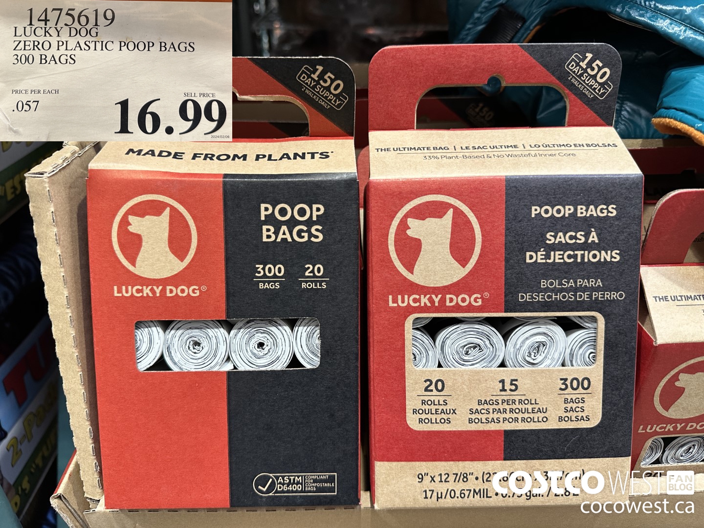 1475619 LUCKY DOG ZERO PLASTIC POOP BAGS 300 BAGS $16.99