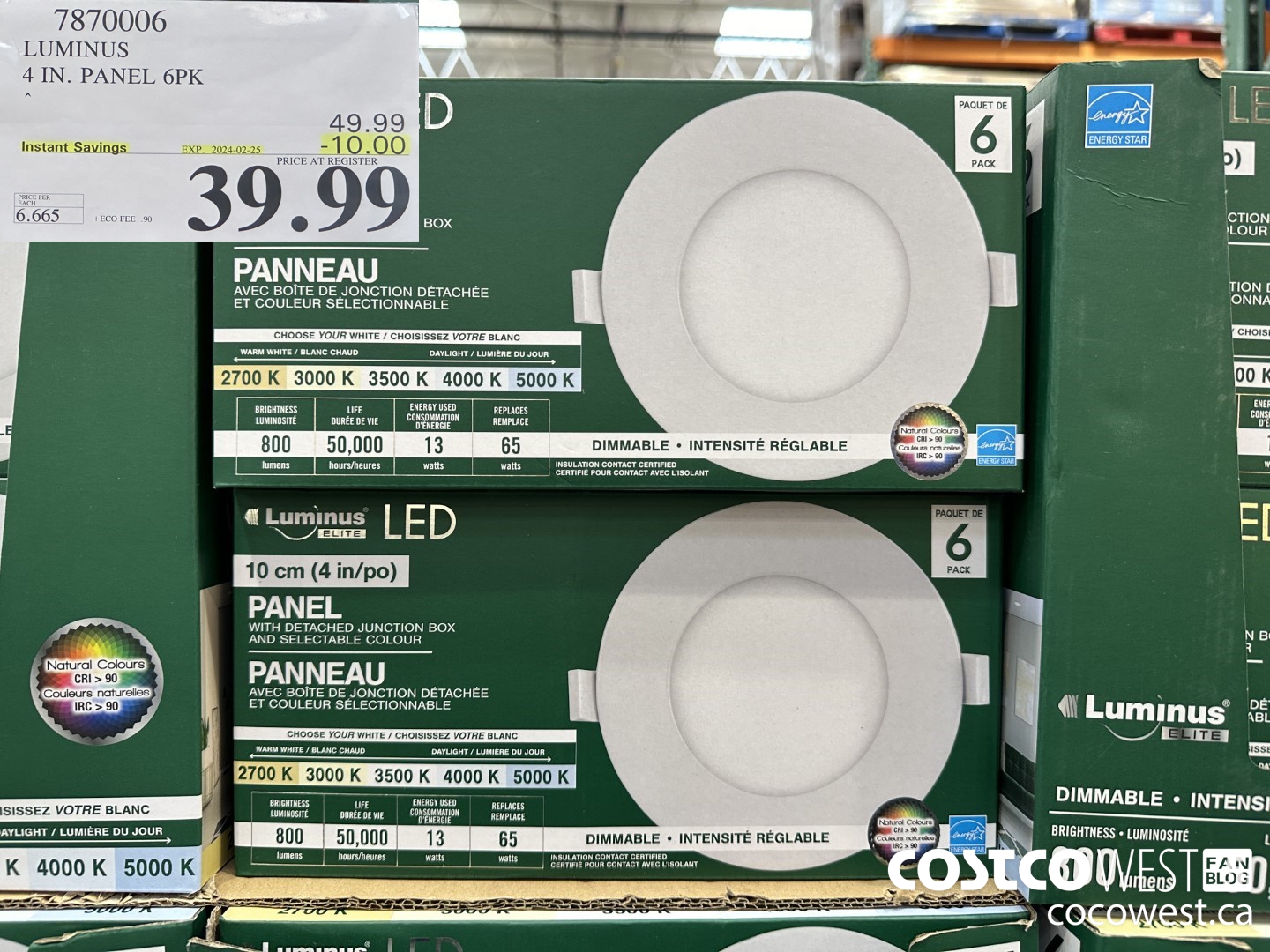 7870006 LUMINUS 4 IN. PANEL 6PK ($10.00 INSTANT SAVINGS EXPIRES ON 2024-02-25) $39.99