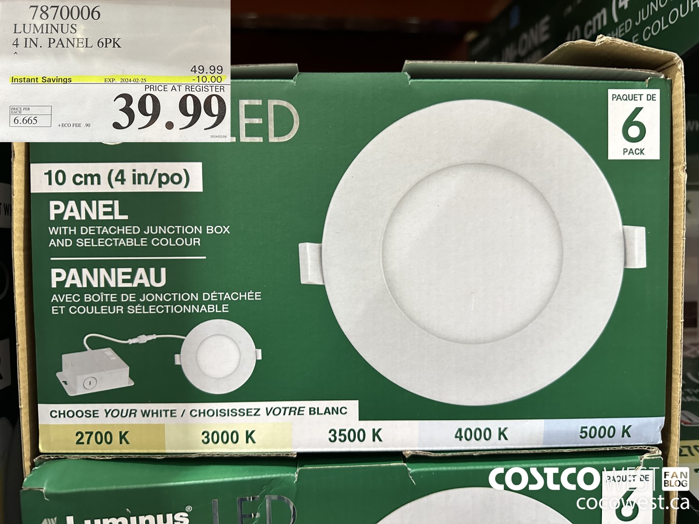 7870006 LUMINUS 4 IN. PANEL 6PK ($10.00 INSTANT SAVINGS EXPIRES ON 2024-02-25) $39.99