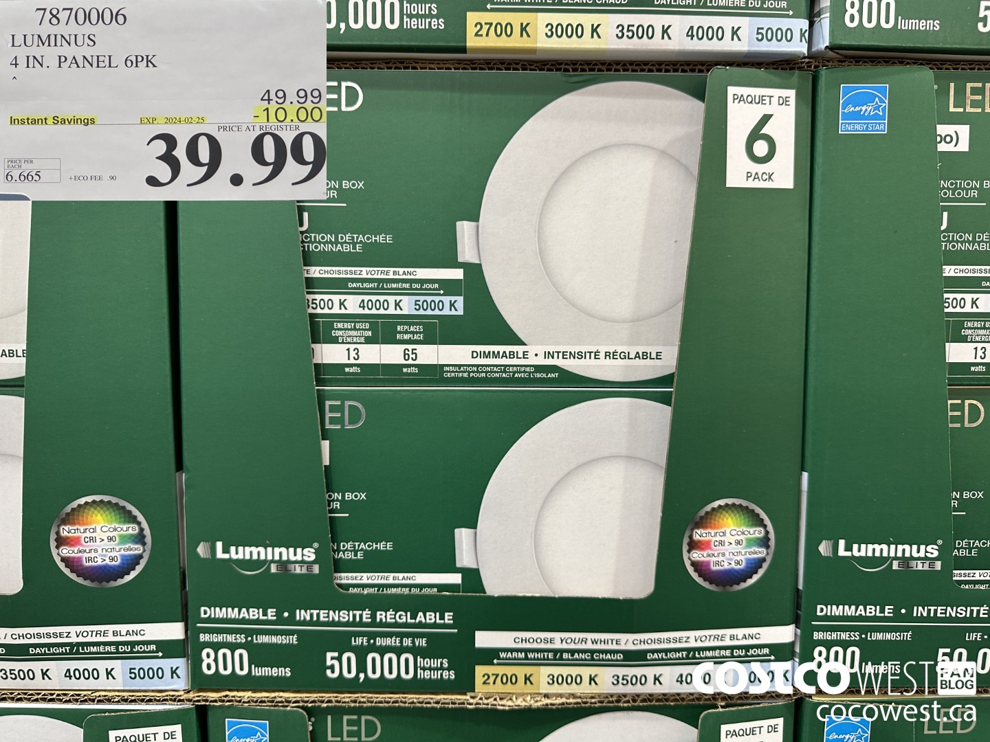 7870006 LUMINUS 4 IN. PANEL 6PK ($10.00 INSTANT SAVINGS EXPIRES ON 2024-02-25) $39.99