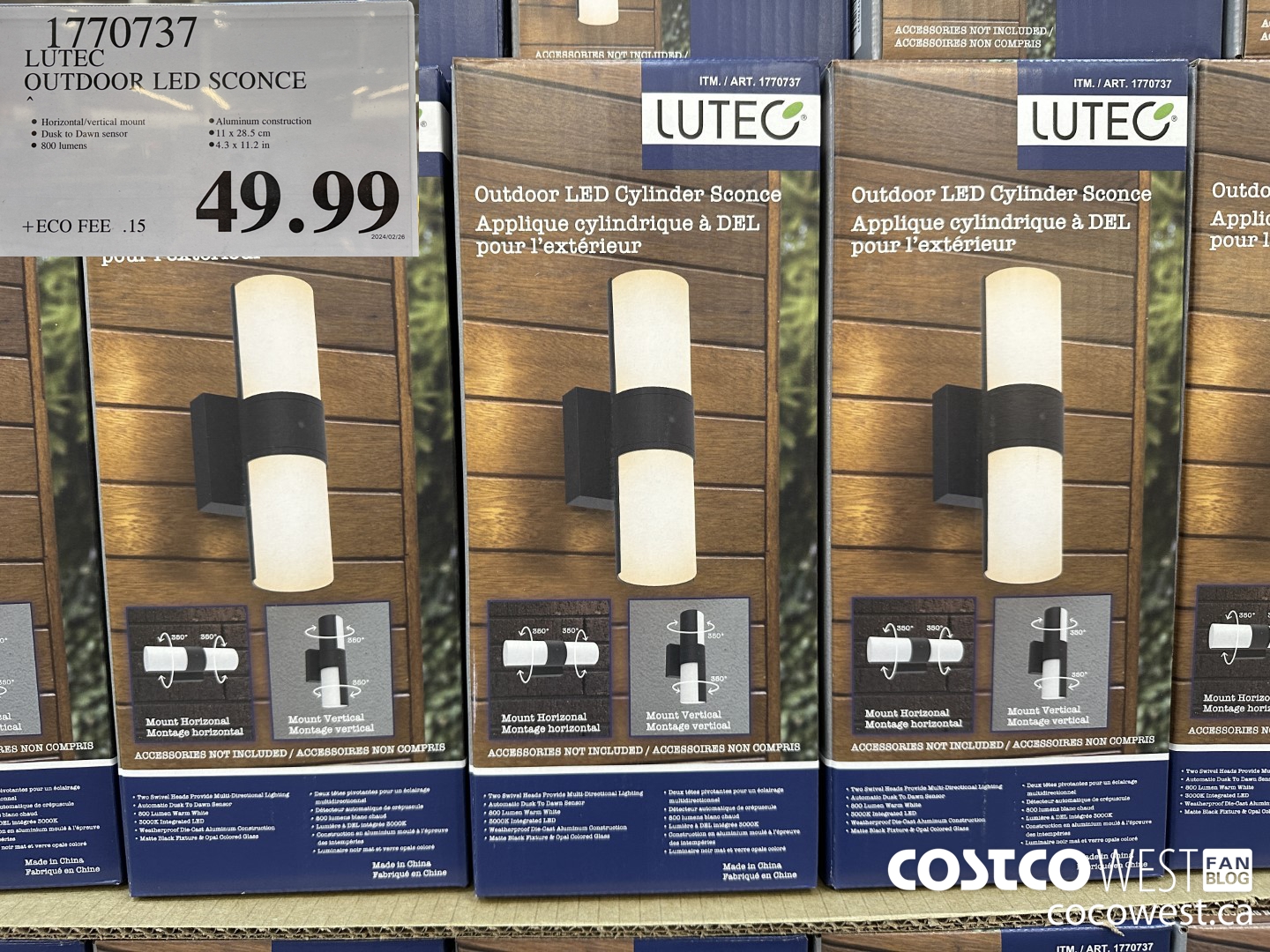 1770737 LUTEC OUTDOOR LED SCONCE $49.99