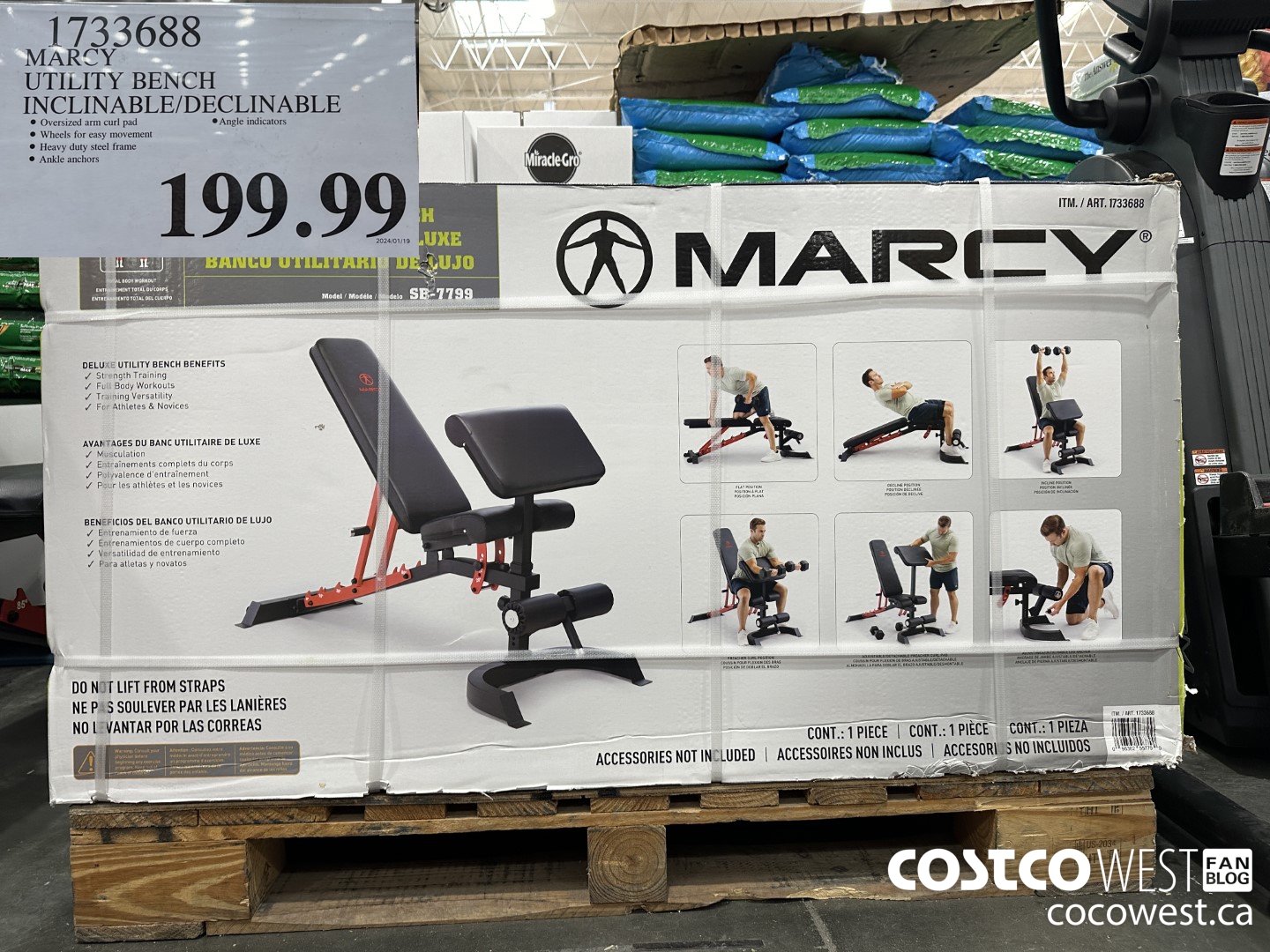 1733688 MARCY UTILITY BENCH INCLINABLE/DECLINABLE $199.99