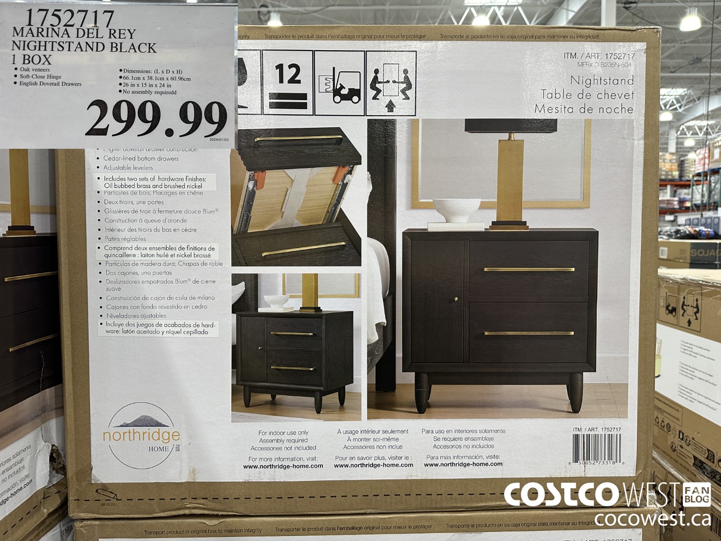 1752717 MARINA DEL REY NIGHTSTAND BLACK 1 BOX $299.99