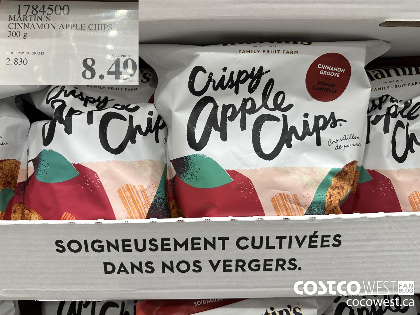 1784500 MARTIN'S CINNAMON APPLE CHIPS 300 G $8.49