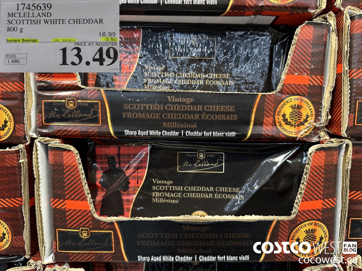 1745639 MCLELLAND SCOTTISH WHITE CHEDDAR 800G ($3.50 INSTANT SAVINGS EXPIRES ON 2024-02-11) $13.49