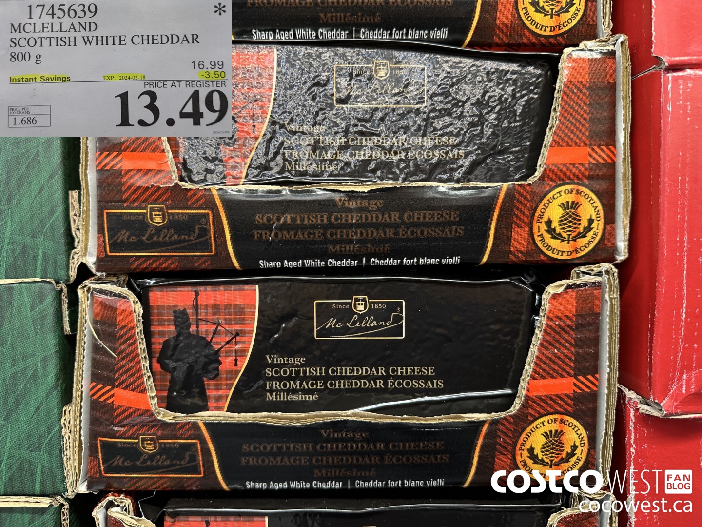 1745639 MCLELLAND SCOTTISH WHITE CHEDDAR 800G ($3.50 INSTANT SAVINGS EXPIRES ON 2024-02-18) $13.49