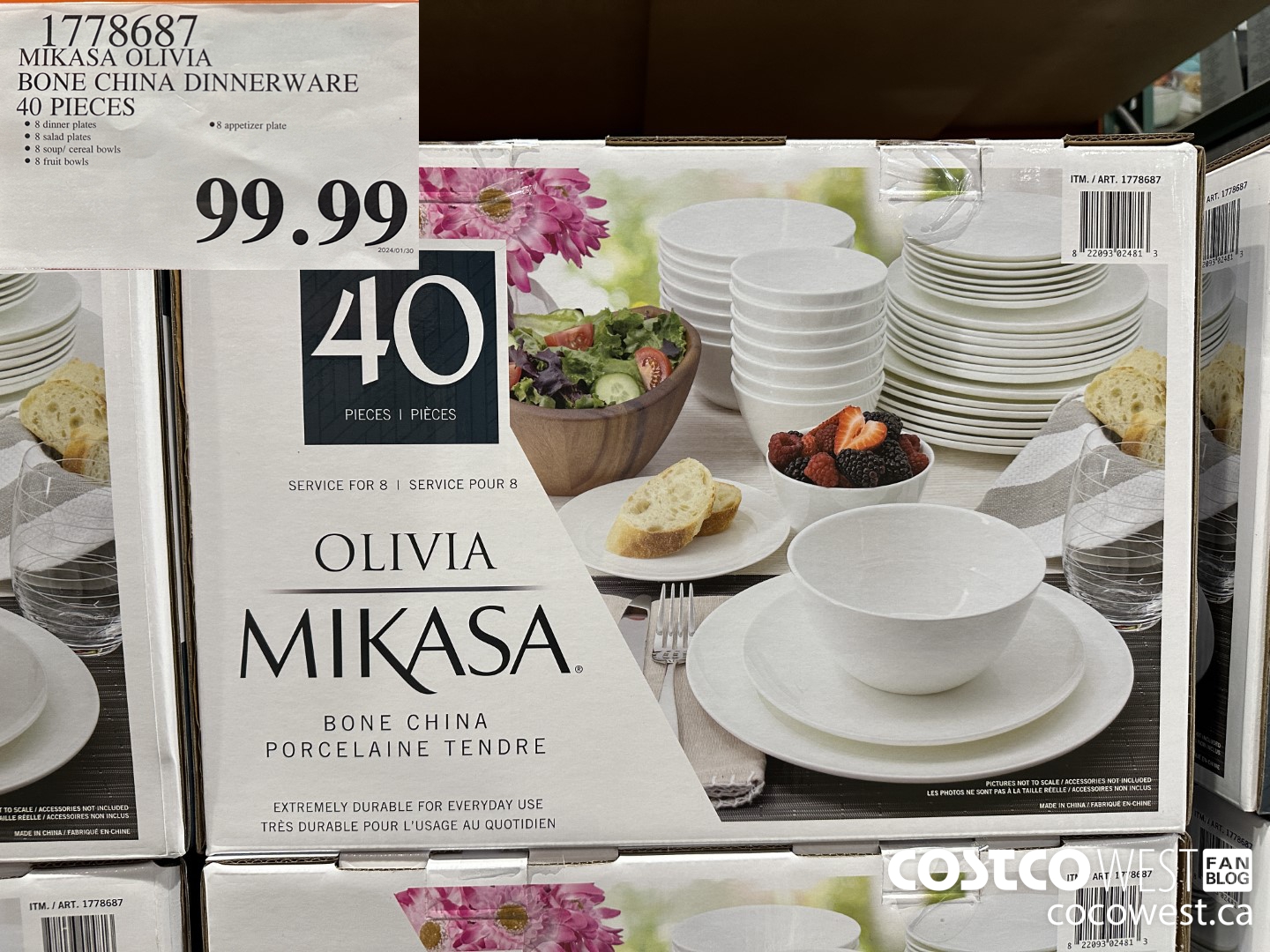1778687 MIKASA OLIVIA BONE CHINA DINNERWARE 40 PIECES $99.99