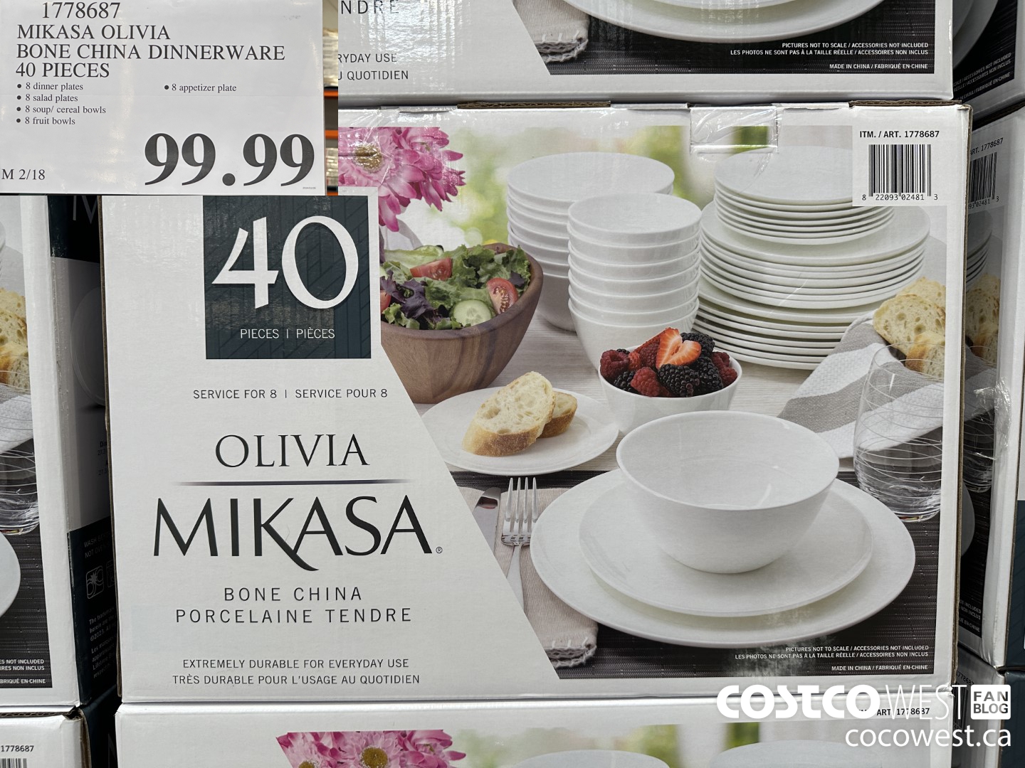 1778687 MIKASA OLIVIA BONE CHINA DINNERWARE 40 PIECES $99.99