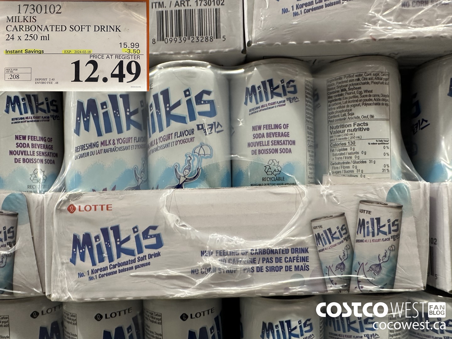 1730102 MILKIS CARBONATED SOFT DRINK 24 X 250 ML ($3.50 INSTANT SAVINGS EXPIRES ON 2024-02-18) $12.49