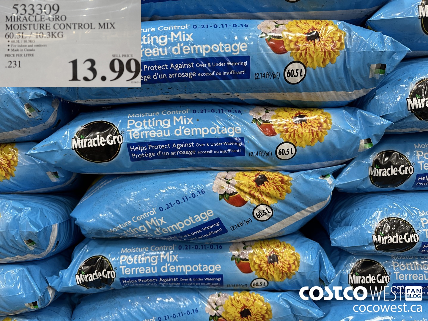 533309 MIRACLE-GRO MOISTURE CONTROL MIX 60.5L / 10.3 KG $13.99