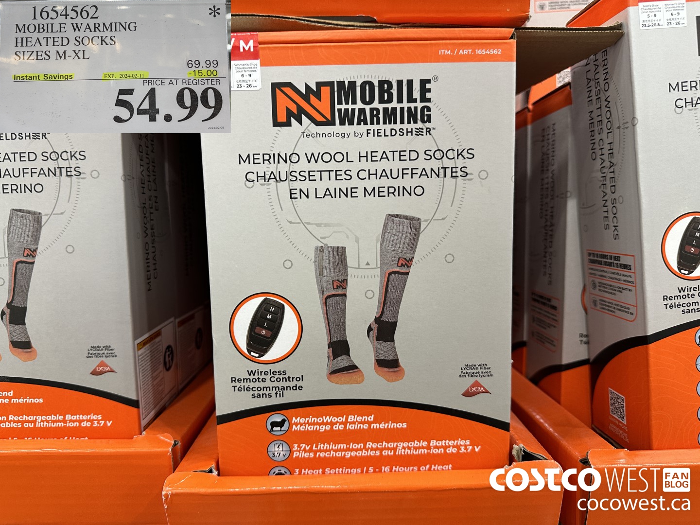 1654562 MOBILE WARMING HEATED SOCKS SIZES M-XL ($15.00 INSTANT SAVINGS EXPIRES ON 2024-02-11) $54.99