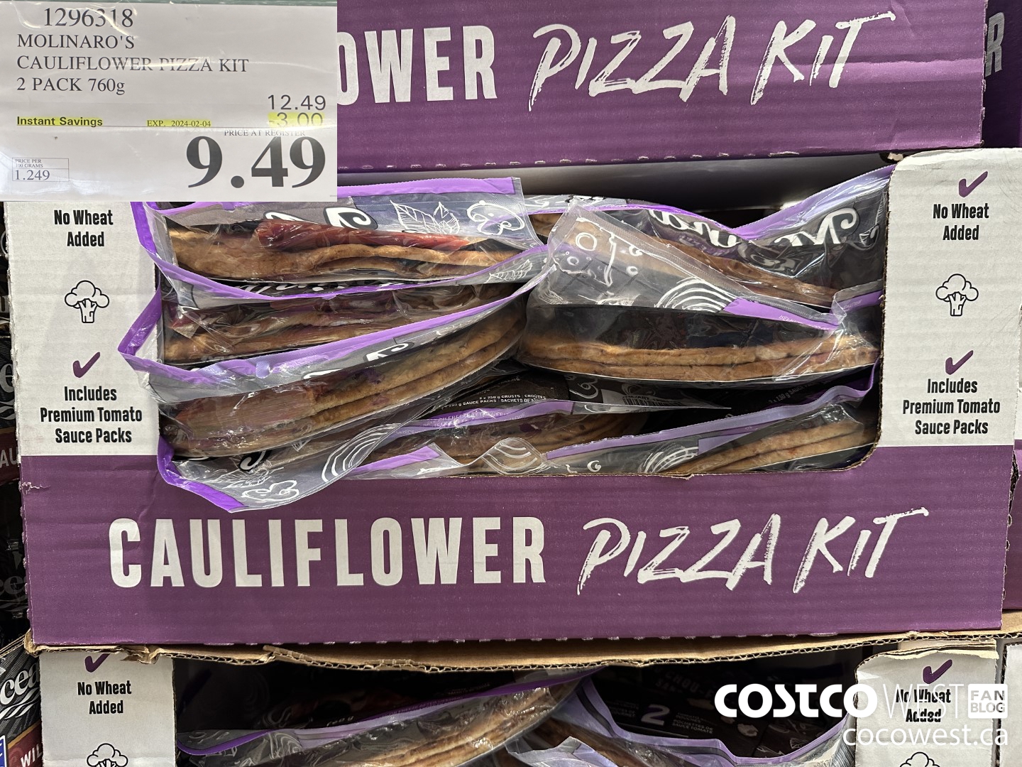 1296318 MOLINARO'S CAULIFLOWER PIZZA KIT 2 PACK 760g ($3.00 INSTANT SAVINGS EXPIRES ON 2024-02-04) $9.49