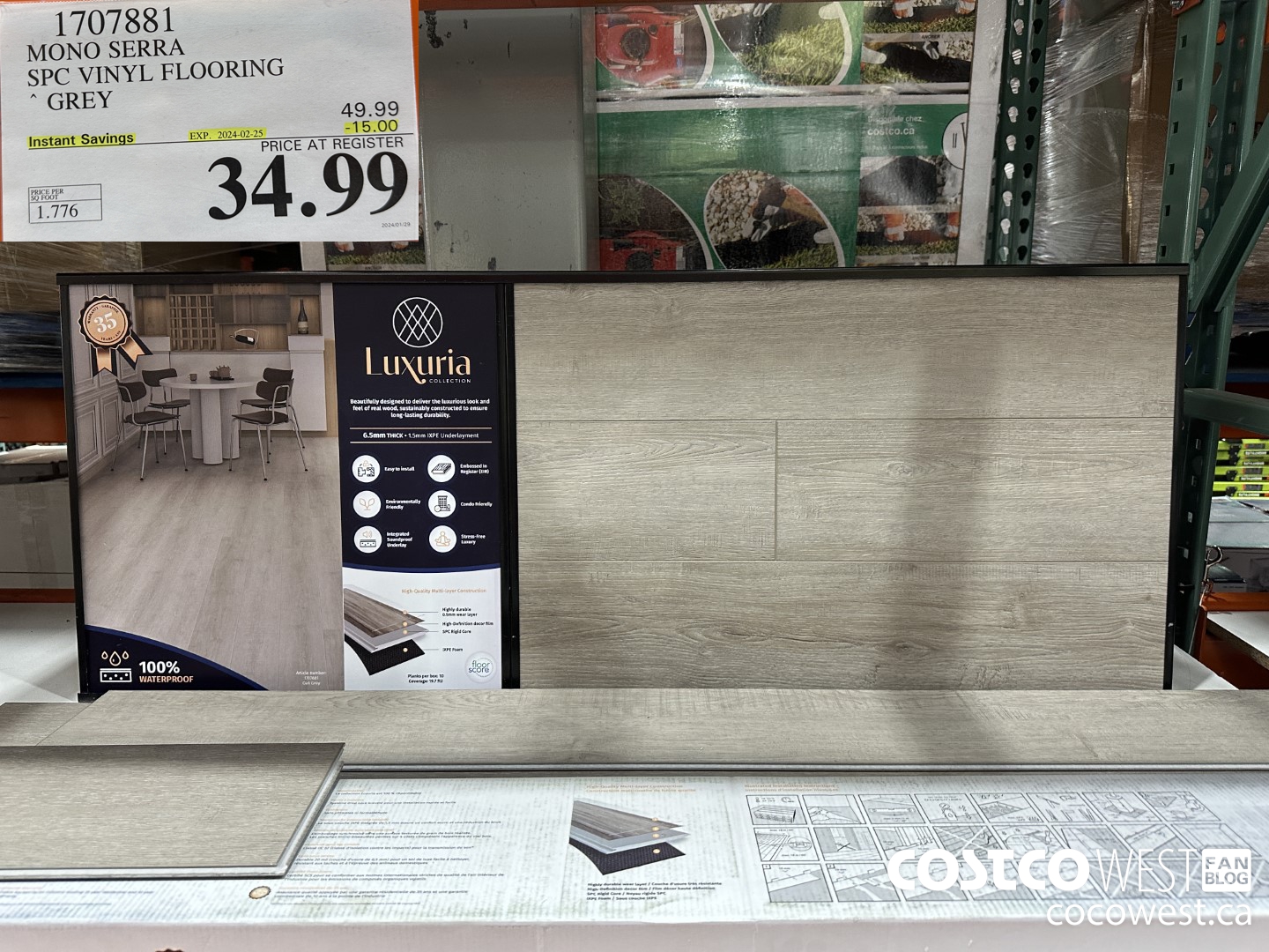 1707881 MONO SERRA SPC VINYL FLOORING GREY ($15.00 INSTANT SAVINGS EXPIRES ON 2024-02-25) $34.99