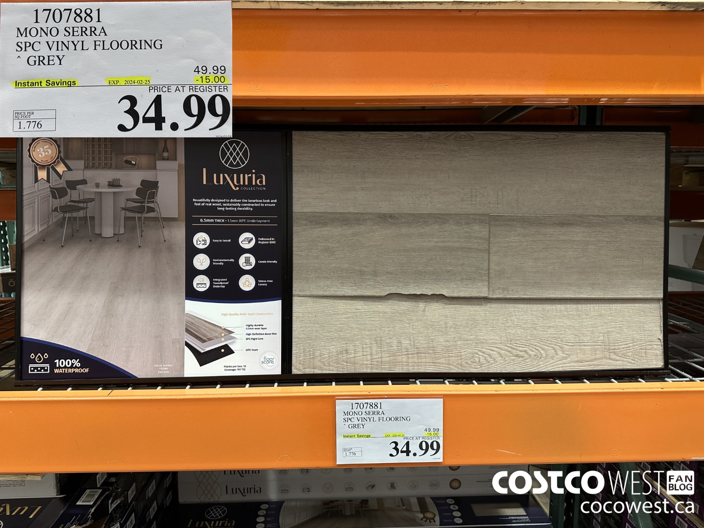 1707881 MONO SERRA SPC VINYL FLOORING GREY ($15.00 INSTANT SAVINGS EXPIRES ON 2024-02-25) $34.99
