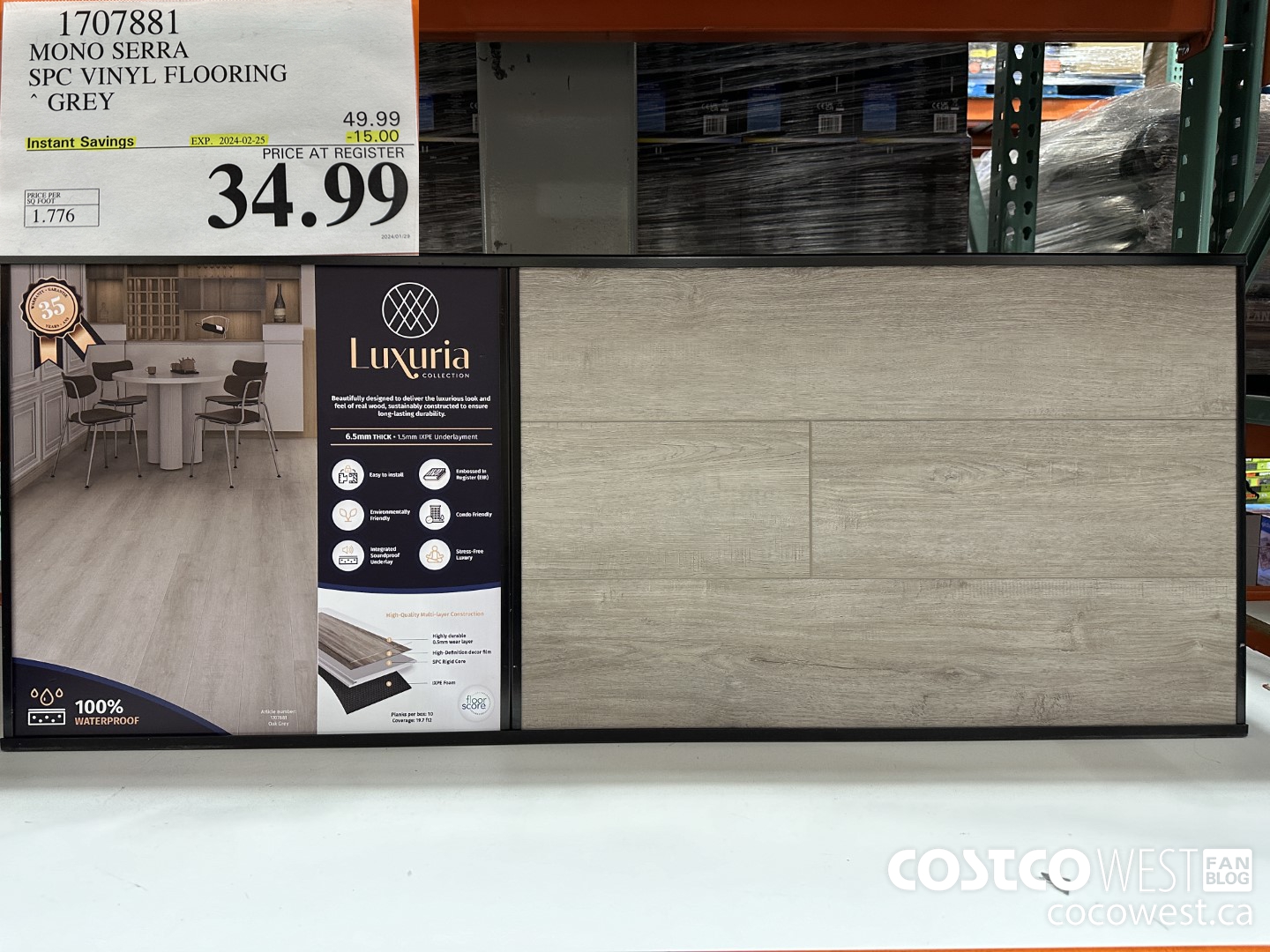 1707881 MONO SERRA SPC VINYL FLOORING GREY ($15.00 INSTANT SAVINGS EXPIRES ON 2024-02-25) $34.99