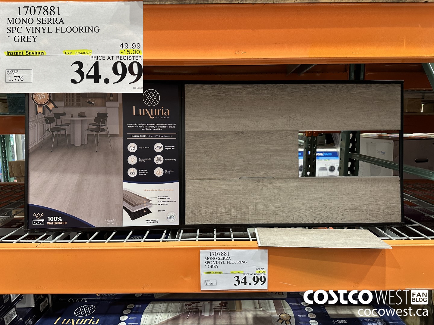 1707881 MONO SERRA SPC VINYL FLOORING GREY ($15.00 INSTANT SAVINGS EXPIRES ON 2024-02-25) $34.99