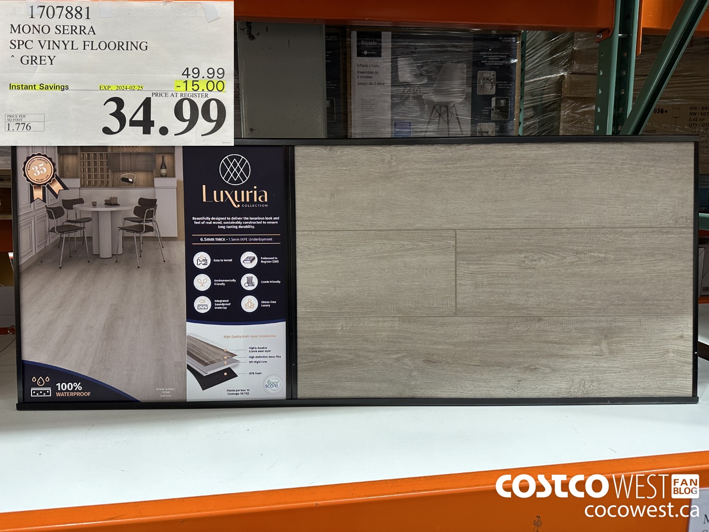 1707881 MONO SERRA SPC VINYL FLOORING GREY ($15.00 INSTANT SAVINGS EXPIRES ON 2024-02-25) $34.99