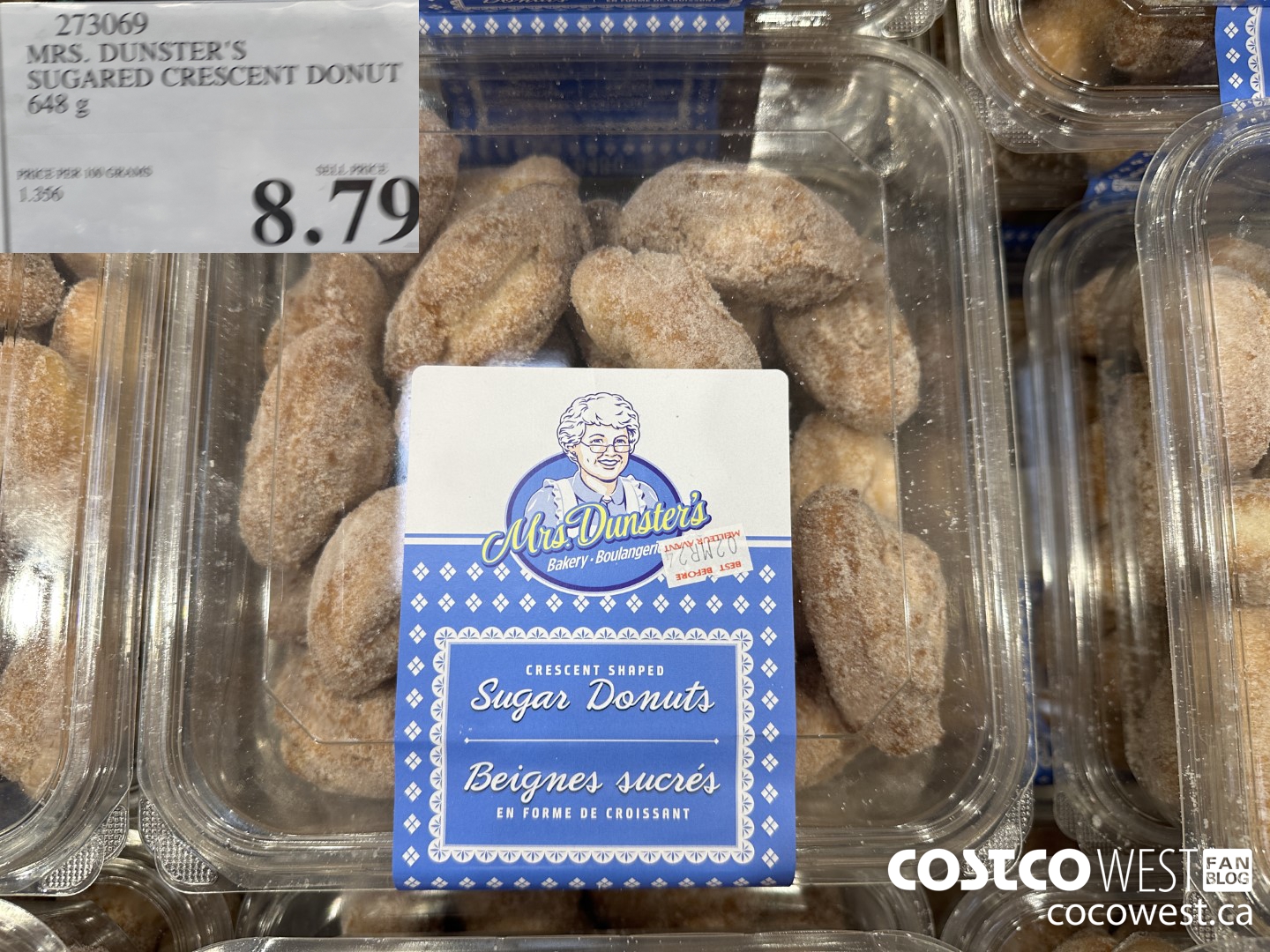 273069 MRS. DUNSTER'S SUGARED CRESCENT DONUT 648G $8.79