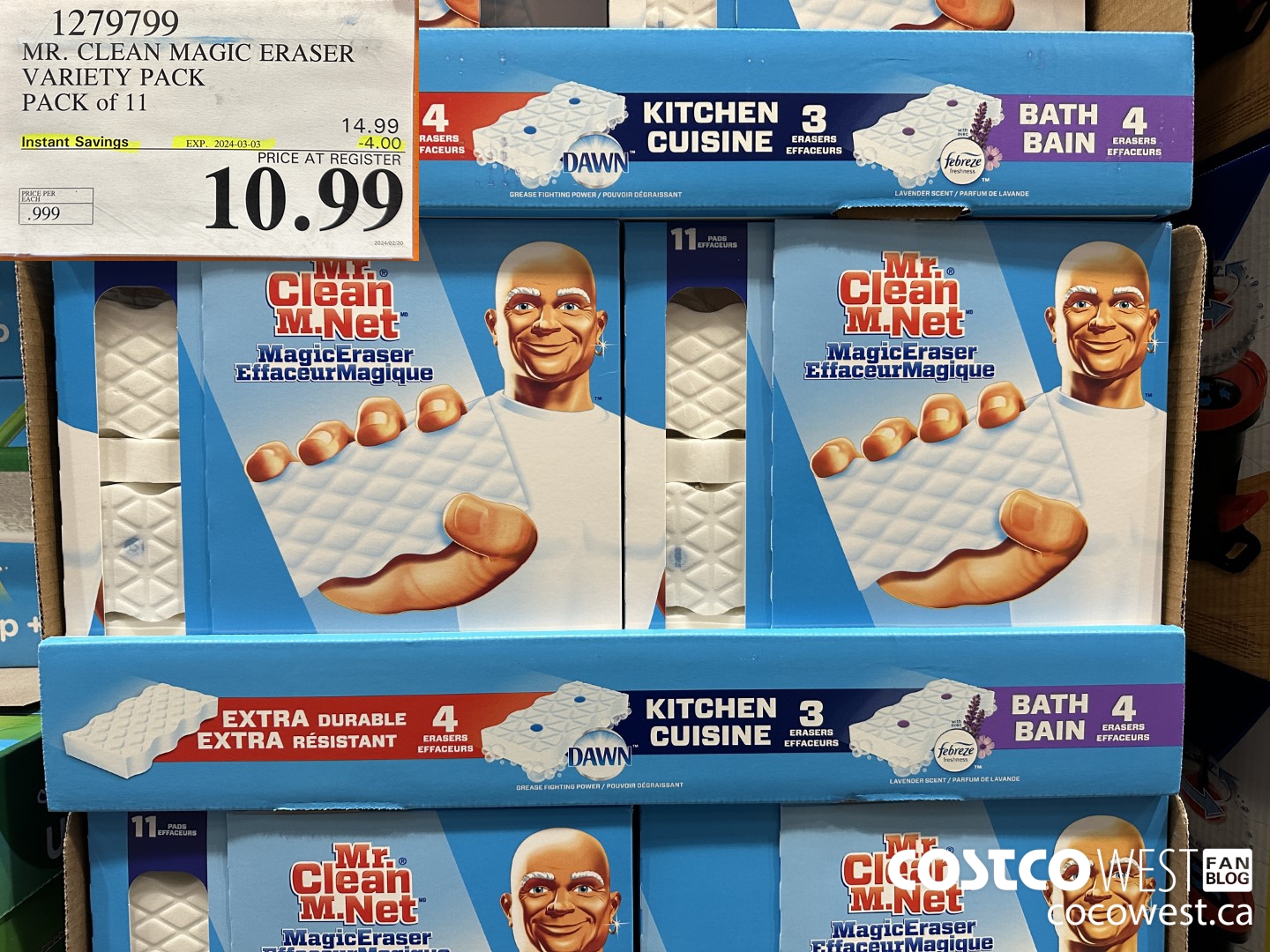 1279799 MR. CLEAN MAGIC ERASER VARIETY PACK PACK OF 11 ($4.00 INSTANT SAVINGS EXPIRES ON 2024-03-03) $10.99