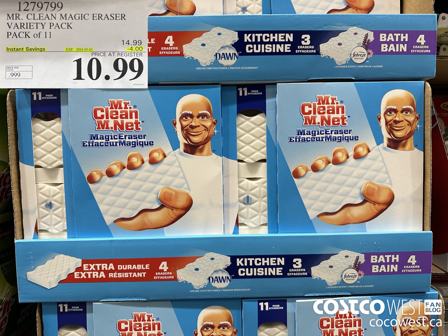 1279799 MR. CLEAN MAGIC ERASER VARIETY PACK PACK OF 11 ($4.00 INSTANT SAVINGS EXPIRES ON 2024-03-03) $10.99