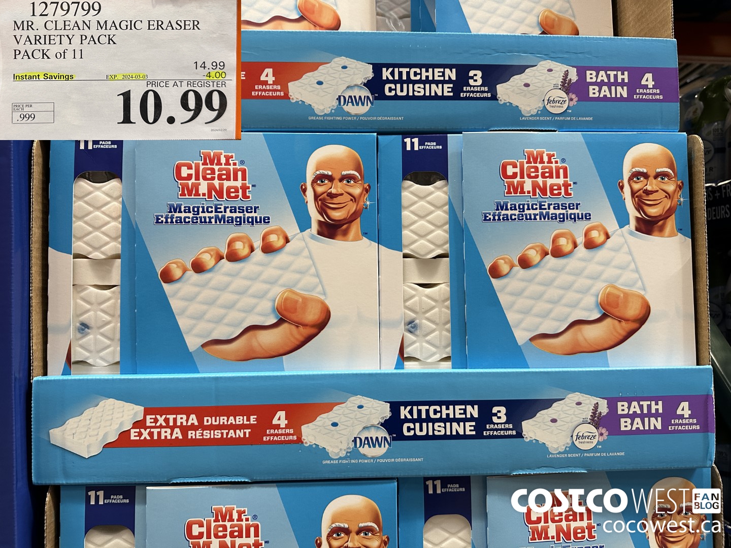 1279799 MR. CLEAN MAGIC ERASER VARIETY PACK PACK OF 11 ($4.00 INSTANT SAVINGS EXPIRES ON 2024-03-03) $10.99