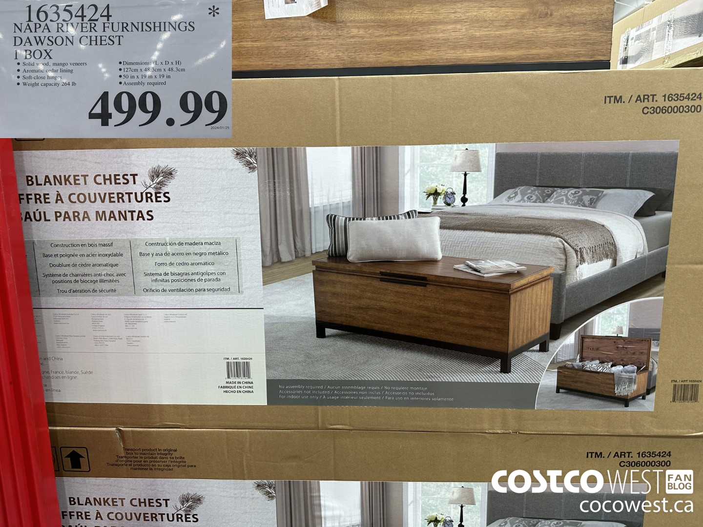 1635424 NAPA RIVER FURNISHINGS DAWSON CHEST 1 BOX $499.99