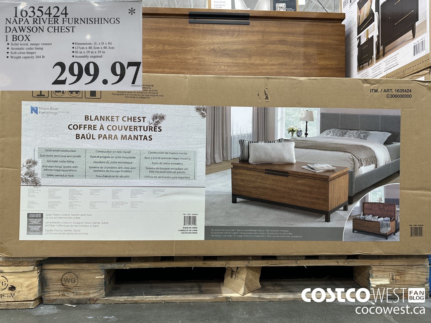 1635424 NAPA RIVER FURNISHINGS DAWSON CHEST 1 BOX $299.97