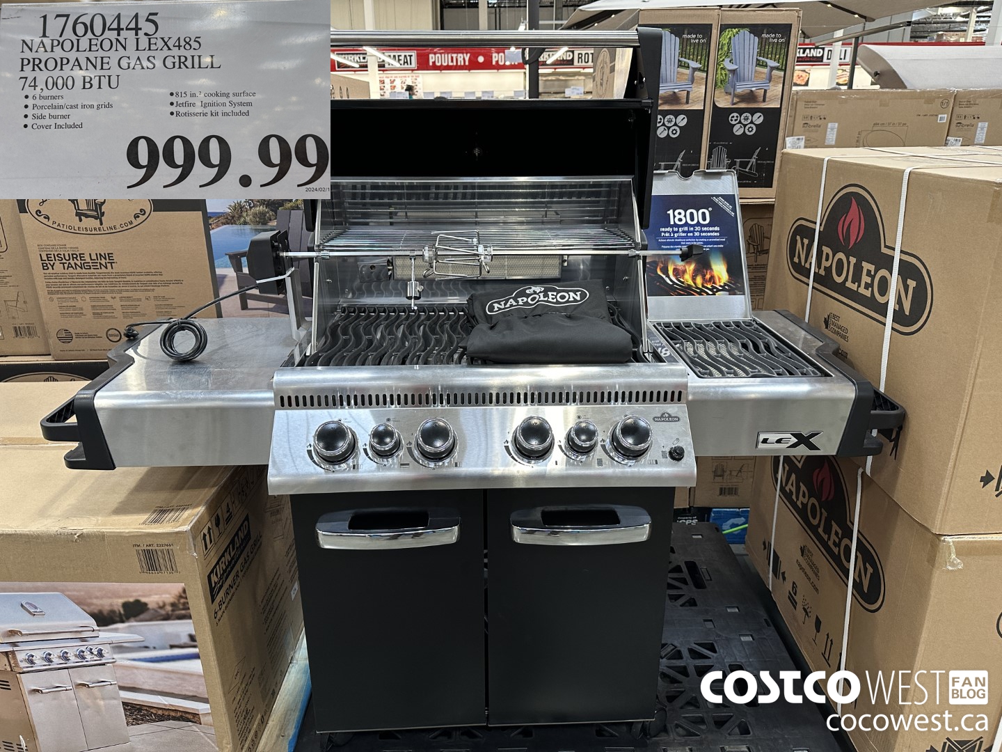 1760445 NAPOLEON LEX485 PROPANE GAS GRILL 74,000 BTU $999.99