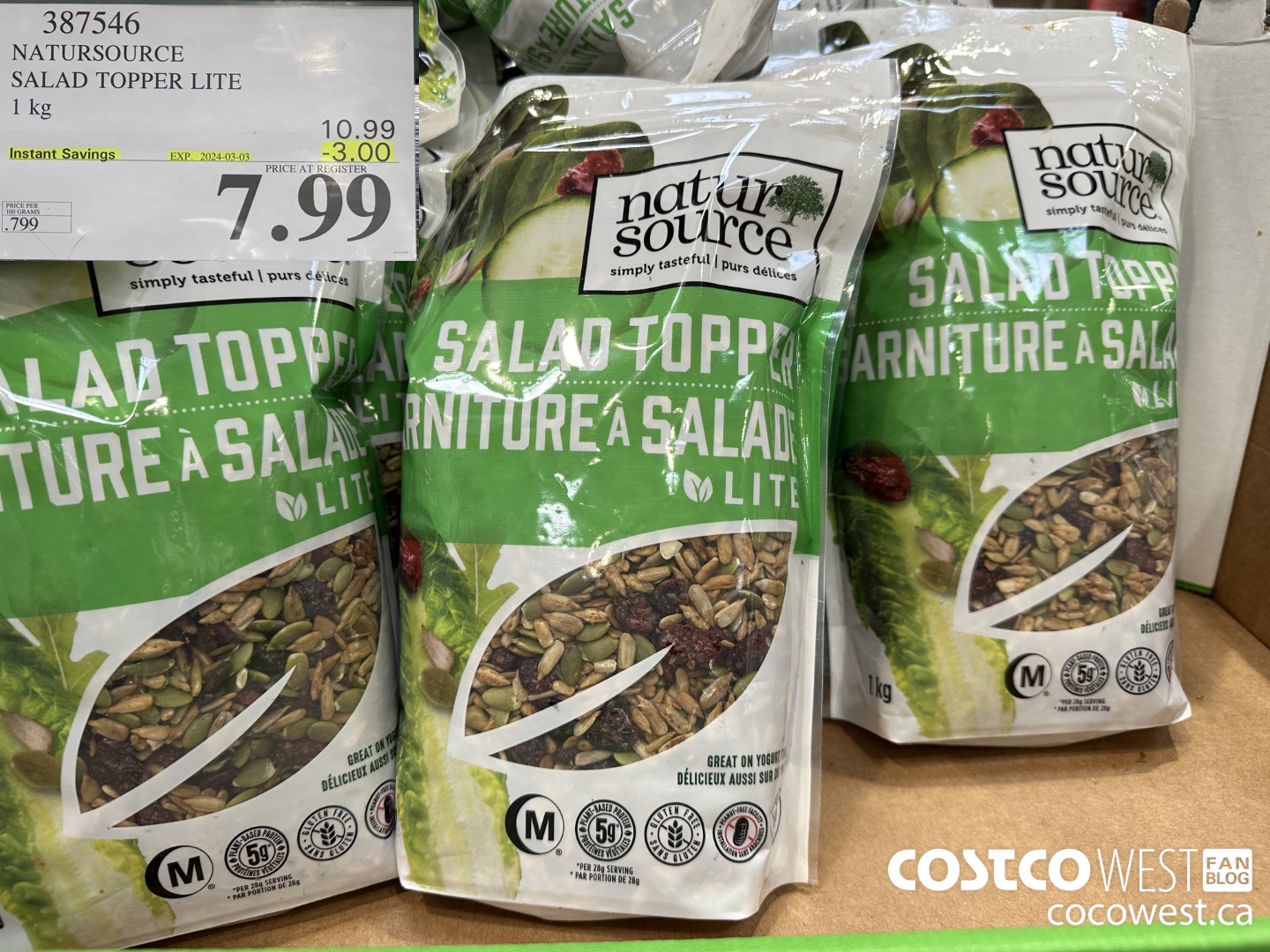 387546 NATURSOURCE SALAD TOPPER LITE 1 kg ($3.00 INSTANT SAVINGS EXPIRES ON 2024-03-03) $7.99