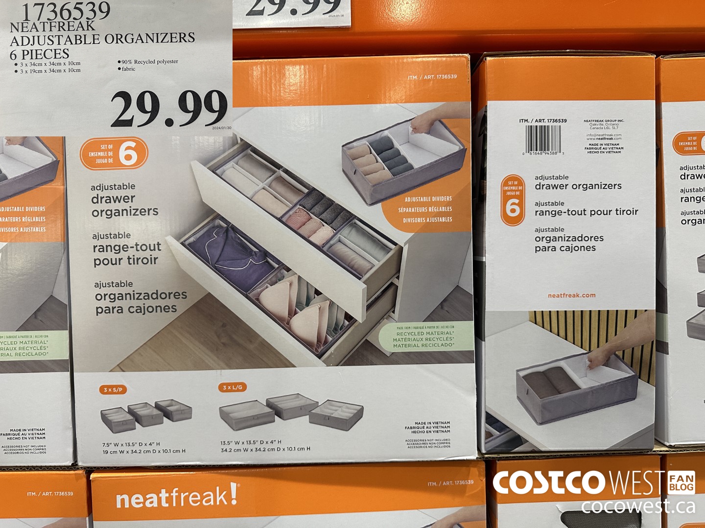 1736539 NEATFREAK ADJUSTABLE ORGANIZERS 6 PIECES $29.99