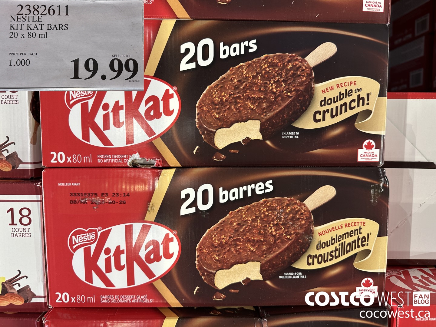 2382611 NESTLE KIT KAT BARS 20 X 80 ML $19.99